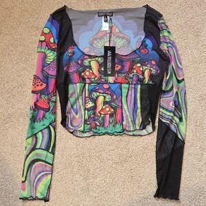 Current Mood Psychedelic Mushroom Crop Top